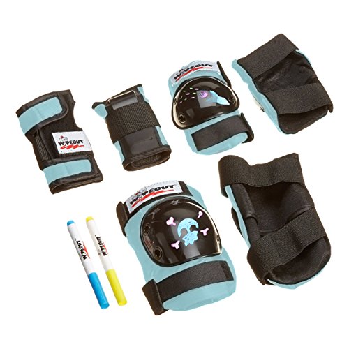 Wipeout Dry Erase Kidsâ€™ Pad Set with Wristguards, Elbow Pads, and Knee Pads, Teal Blue