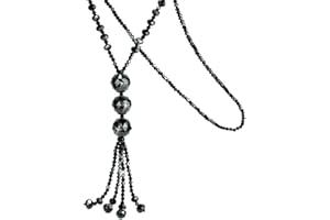 ABJFJE Hand Knotted Beads Endless Long Statement Necklace Glass Beads Ball Long Beaded Tassel Necklace Fashion Jewelry for Women Gift