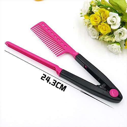 Happy Hours - Portable Vogue V Type Hair Straightener Comb / DIY Salon Hairdressing Styling Tool / Mini Hair Brush for Adults and Kids