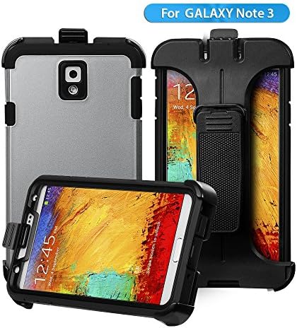 Note 3 Case, Galaxy Note 3 Case, Anken [Shock Absorption] Slim Fit Dual Layer Hybrid Case with Kickstand &amp; Screen Protector for Samsung Galaxy Note 3(grey)