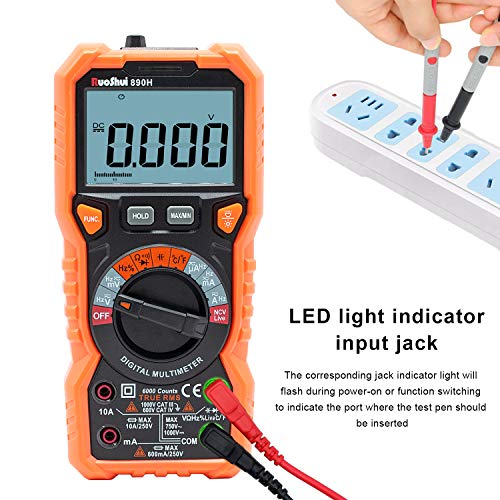 Digital Multimeter, 10A 1000V True RMS 6000 Counts Amp Volt Ohm Meter, AutoRanging Electrical