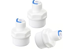 Amaezorx 3 PCS 3/4" Male Thread to 1/4" OD PE Tube Push to Connect Fitting, Straight RO Water Filter Hose Adapter Connector f