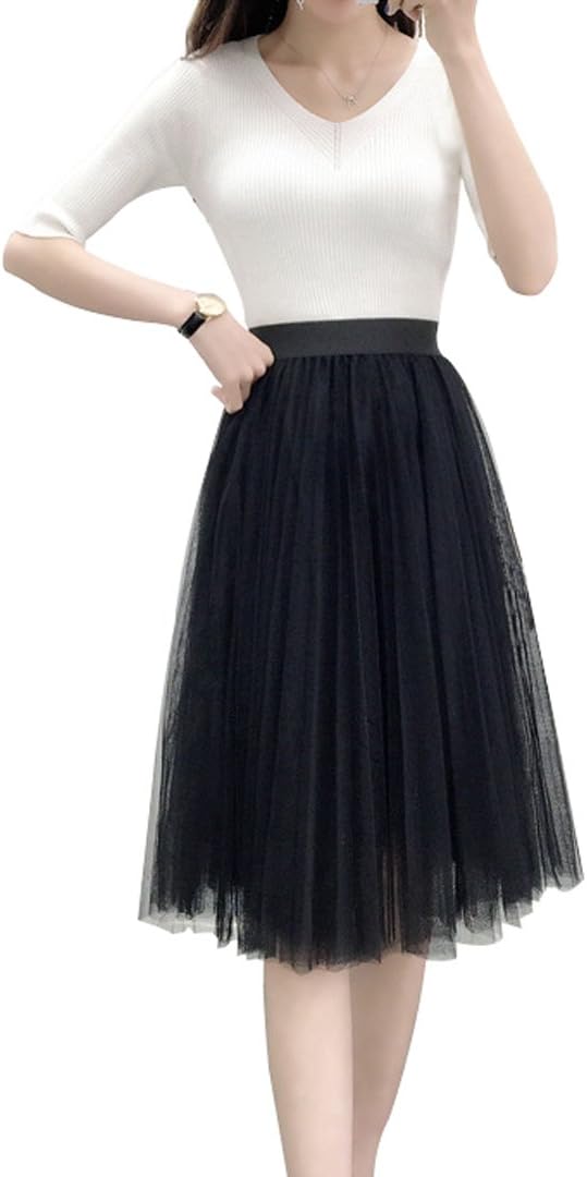 Women's A Line Knee Length Tutu Tulle Prom Party Dance Skirt