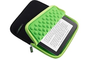 EMOREVALUE Small E-Reader Sleeve Case Bag Neoprene for 6.8”Kindle Paperwhite 11th Gen 2021, Paperwhite Signature Edition / 6" Kindle 11th Gen 2022 / 10th Gen 2019, 6-7 Inch ebook Reader Tablet Pouch (Green)