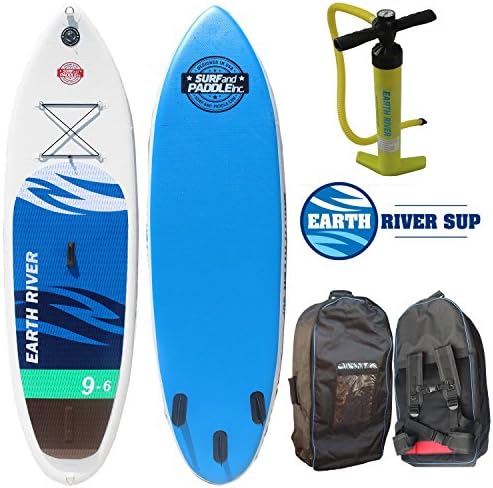 Earth River SUP (2016 Sky Lake Series) Inflatable Stand Up Paddle Board + Two Way Pump + Durable Carry Bag.