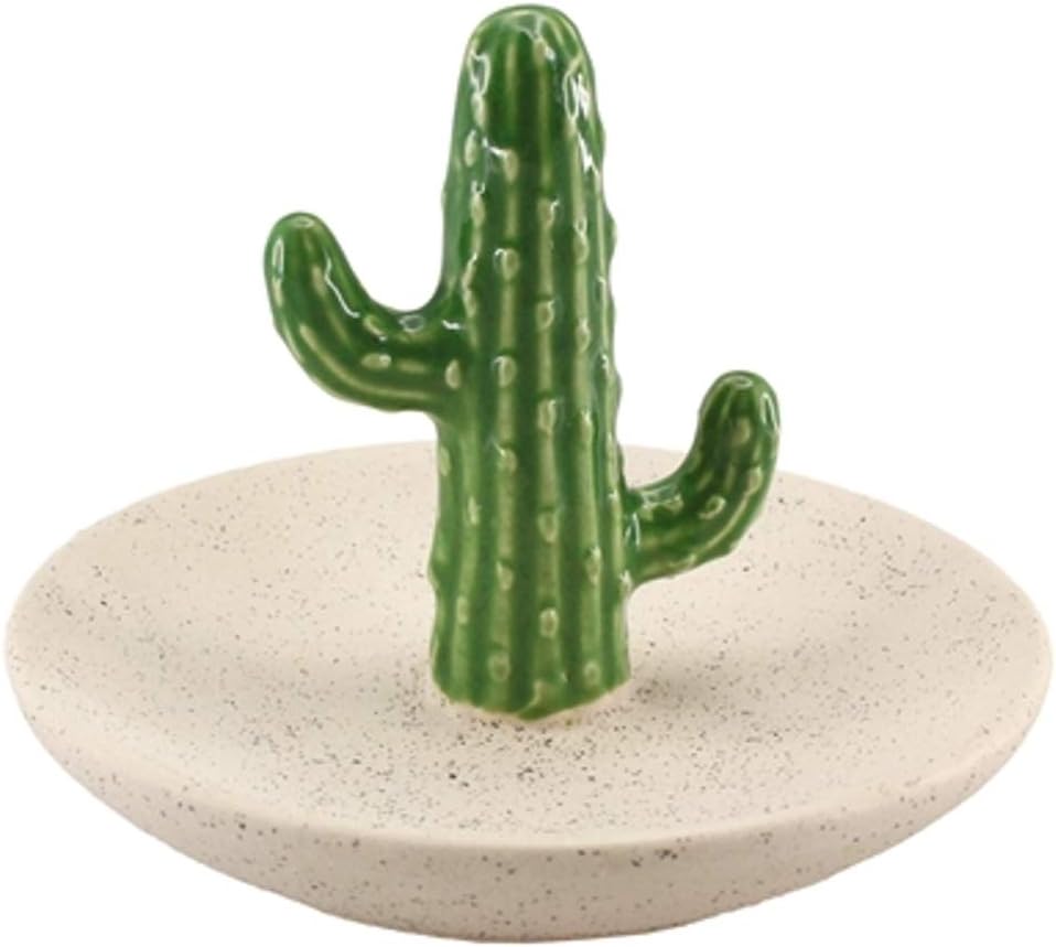 World Buyers Ceramic Saguaro Cactus Ring Tray Jewelry Holder Trinket Tray Ring Dish for Earring Bracelet Keys Necklace ​3.5" Dia x 2.75" H