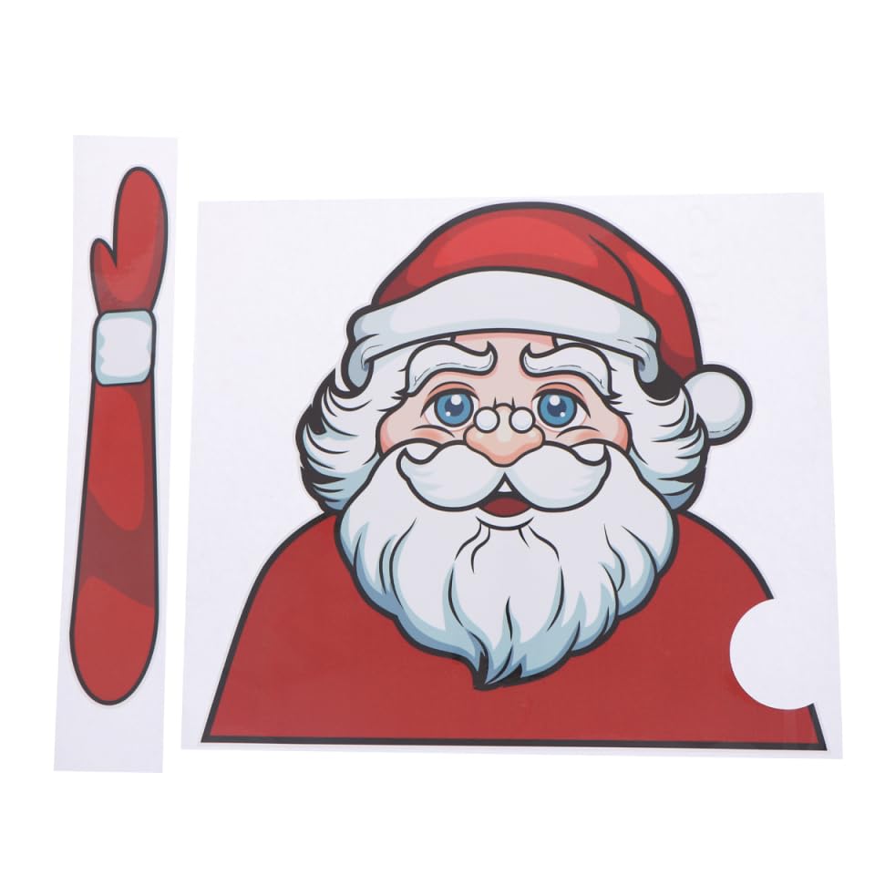 Tomaibaby 2pcs Christmas Santa Waving Decal 3D Cartoon Windscreen Sticker for Xmas Vehicle Rear Wipers Decor - No.4