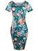 HELYO Women's Floral Print Short Sleeve Slim Stretch Bodycon Business Pencil Dress Knees Length 223