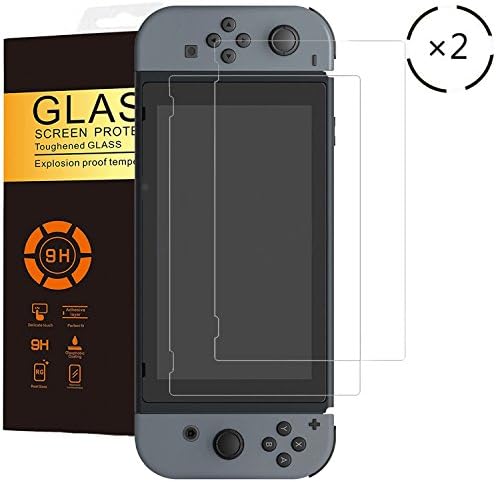 UTHMNE 2-Pack Nintendo Switch Screen Protector Tempered Glass, Slim And 9H Hardness Bubble Free, Anti-Fingerprint, Oil Stain&amp;Scratch Coating
