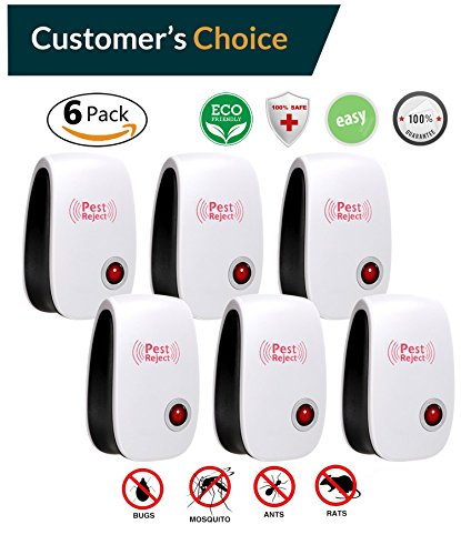 [2018 UPGRADED] Vistery Ultrasonic Pest Control Repeller - Electronic Pest Repellent - Repel Mouse, Bed Bugs, Insects, Roaches, Mosquitoes Non-toxic Eco-Friendly, Human & Pet Safe (6 PACKS) - Thumbnail 6