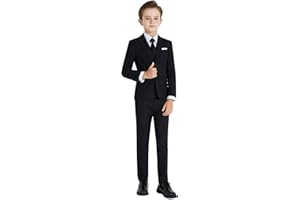 Plavict Boys Suit for Youth Boys Formal Suit Set Adjustable Waist Slim Fit Suit for Kids