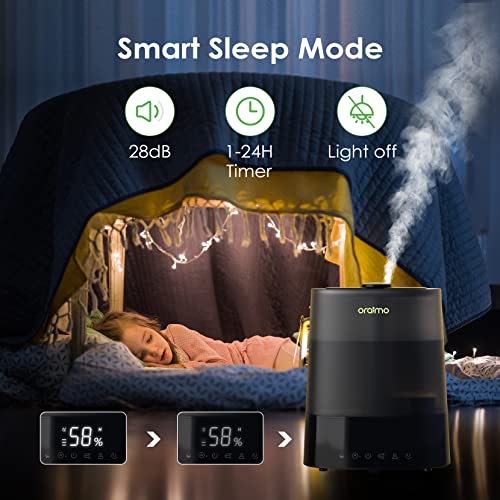 Oraimo Humidifiers for Bedroom Large Room, 6L Top Fill Cool and Warm