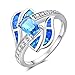 CiNily Silver Blue Fire Opal Aquamarine for Women Jewelry Gemstone Ring Size 7