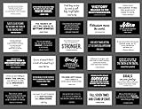 30 Elegant Black and White Motivational Quote Cards, Business Card Size with Gloss Stock, Back of Card is White for Personal Message, Inspirational Notes for School Lunchbox, Notebook or Backpack