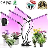 Upgraded Grow Light, 4 Heads 72pcs LEDs Plant Light for Indoor Plants, Auto ON/Off Full Spectrum Plant Grow Light, 4/8/12H Timer 5 Dimmable Levels Growing Lamp for Garden Seedling Herbs Succulents