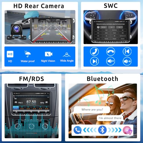 2G+64G Car Radio for VW Golf 5 6 Passat Jetta Caddy EOS T5 Tiguan Touran CC Polo with Carplay Android Car Wireless, 9 Inch Touch Screen Car Stereo with Bluetooth GPS Wi-Fi FM RDS Mirror Link Rearview Camera