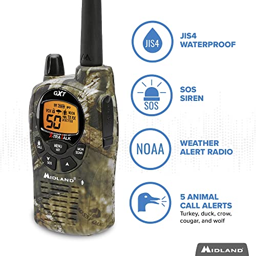 Midland GXT1050VP4 Handheld GMRS 50 Channel Two Way Radio Long