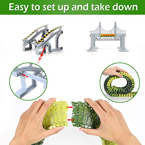 image for RENWER Dinosaur Toys Create A Road with 142 Pieces Flexible Train Trac