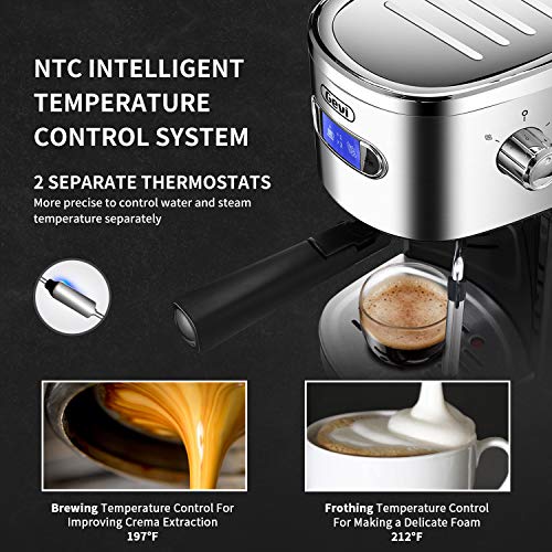 Gevi Espresso Machines 20 Bar Fast Heating Automatic Cappuccino Coffee Maker with Foaming Milk