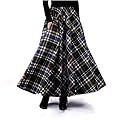 Autumn Winter Skirt Retro Wool Maxi Elastic Waist Plaid Classical Thick Warm