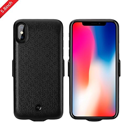 Portable Battery Charger Case For iPhone X, Huafly Wireless Battery Charger Power Bank Case Cover for iphone 5.8 inch (Black)