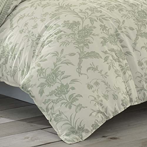 Laura Ashley Home King Size Comforter Set, Reversible Cotton Bedding