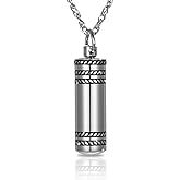 Cremation Necklace for Ashes Cylinder Urns Locket Pendant Ashes Holder Stainless Steel Memorial Jewelry Keepsake Decorative Urns for Women Men