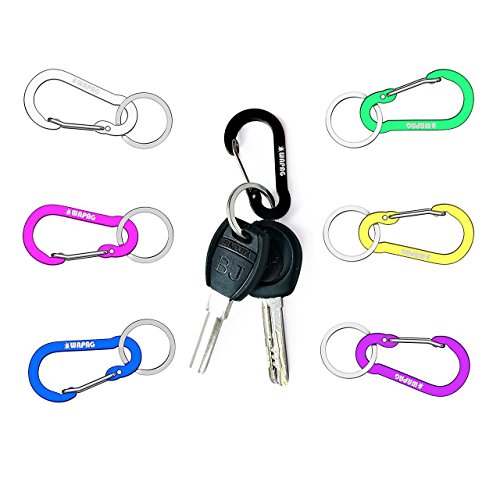 WAPAG Carabiner Clip 2Inch Aluminum Flat Gourd Shape Mini Spring Hook Keychain Keyring for Keys Small items Daily Life Hammocks Camping Hiking Running Accessories (21pcs color)