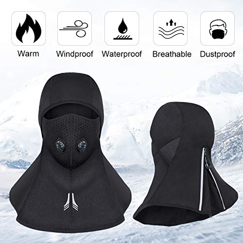 Wheel UP Windproof Ski Mask Versatile Thermal Cold Weather Full Face Mask Winter Sports Balaclava Outdoor Sport (Black)