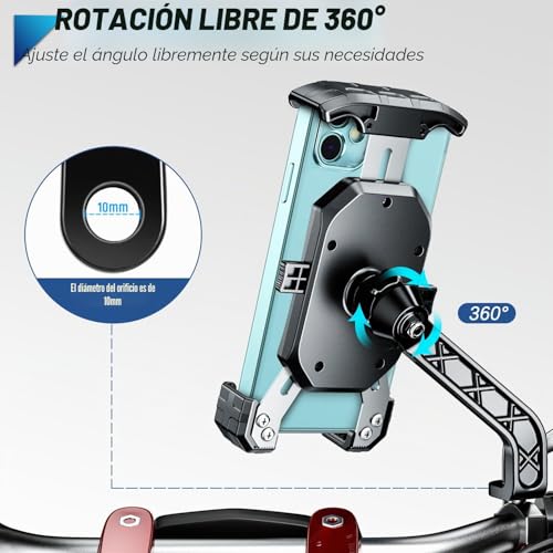 WACCET Mobile Phone Holder 360° Rotation Motorcycle Phone Holder Durable Anti Vibration Mobile Phone Holder Scooter Rearview Mobile Phone Holder for Mobile 4-7 Inch (Black)