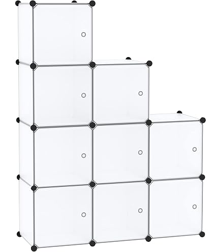 Organiseur Cubique C&AHOME Avec Portes 12 Cubes - Meuble Rangement Modulaire Noir