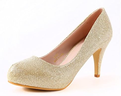 Royal Nina Women's Classic Series Rhinestones Pump(7 B(M) US,Gold Glitter)