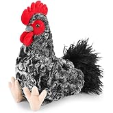 JUSTQUNSEEN Realistic Chicken Stuffed Animal for Kids and Adults Soft Cute Chick Farm Animal Plush Toy Decor/Cuddle Toy for Christmas/Easter/Birthday (Barred Rooster)
