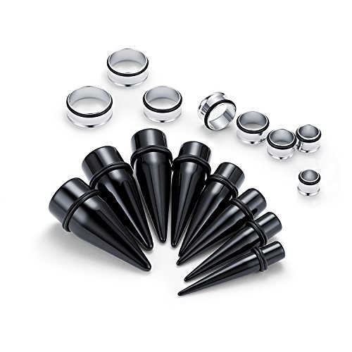 vcmart 00G-24mm 32pcs Ear Stretching Kit UV Acrylic Tapers & Surgical Steel Plugs Gauges