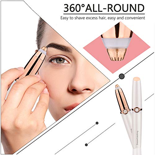 Eyebrow Hair Remover, DreamCatching Electric Eyebrow Trimmer Epilator for Women, Portable Painless Eyebrow Razor with Light (Battery Not Included), White - Thumbnail 4