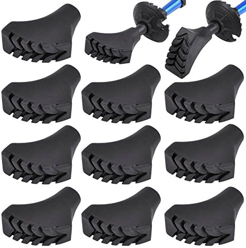 Popamazing 10 Pieces 5 Pairs of Nordic Walking Trekking Pole Asphalt Rubber Buffer Pads for Hiking Sticks Tarmac Stone