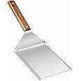 Homi Styles Extra Wide Spatula with Beveled Edges, Oversized Stainless Steel Spatula with Wood Handle for Skillets, Griddles 