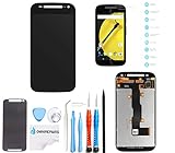 Omnirepairs-For Black Motorola Moto E2 (2nd Gen) LCD Display + Glass Digitizer Touch Screen Assembly Replacement + Precut Adhesive + Screen Protector + Tools (Black)