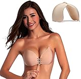 Amanana Breathable Strapless Self Adhesive Reusable Invisible Push-up Bra Skin Colour (A)