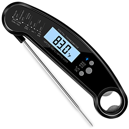 Catinbow Digital Meat Thermometer Waterproof Instant Read Ultra Fast Food Thermometer With Backlight For Kitchen Oven Grill Beer Milk Probe Steak Indoor Outdoor Cooking