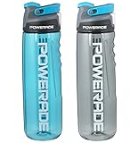 Powerade Chug Water Bottle 28 oz Two Pack Blue/Charcoal