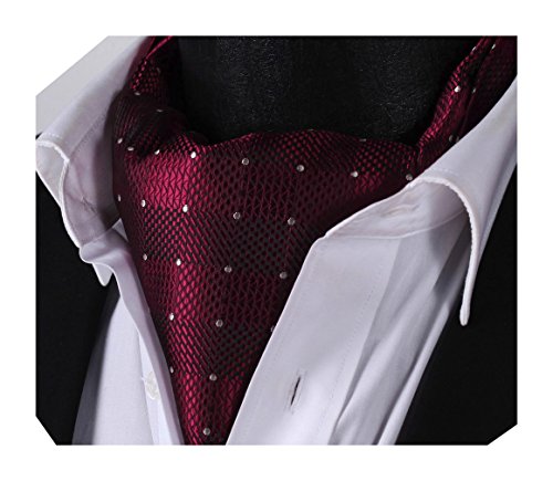 Enmain Men's Ascot Dot Pattern Jacquard Woven Gift Cravat Tie Burgundy
