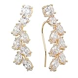 Sweep up CZ Crystal Ear Vine Wrap Pin Ear Cuffs Climbers Hook Earrings