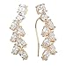 Sweep up CZ Crystal Ear Vine Wrap Pin Ear Cuffs Climbers Hook Earrings (gold-plated-base)