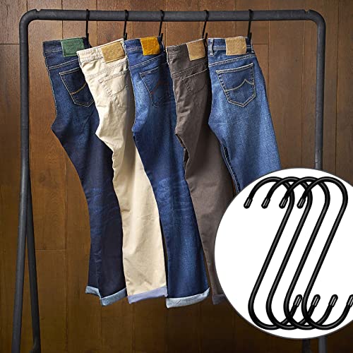 10 Pack 6 Inch Black Large S Hanging Hooks for Hanging Clothes Heavy