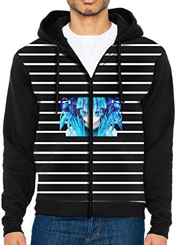 Men's Hatsune Miku Long Sleeve Full Zip Up Hoodie Sweatshirt Casual Active Hooded Jackets - With 2 Pockets