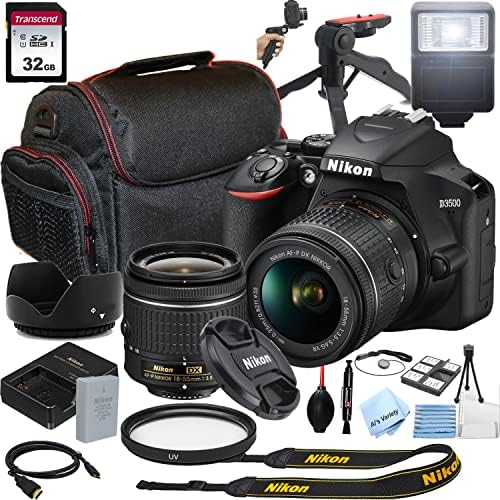 Nikon D3500 DSLR Camera Kit with 1855mm VR Zoom Lens,32GB Memory, Case,Tripod w/Hand Grip and