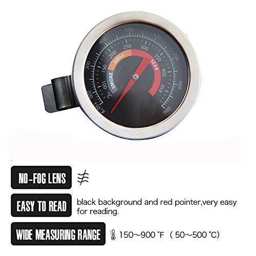 Dracarys 2" Grill Thermometer 150-900°F BBQ Grill Green Egg Temperature Gauge Waterproof Stainless Steel Cooking Thermometer Oven Wood Stove Accessories Tool Fits for BGE K Joe and Other Smoker