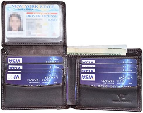 Yuhan Pretty Mens Wallet Vintage RFID Blocking Leather Bifold Wallet Trifold