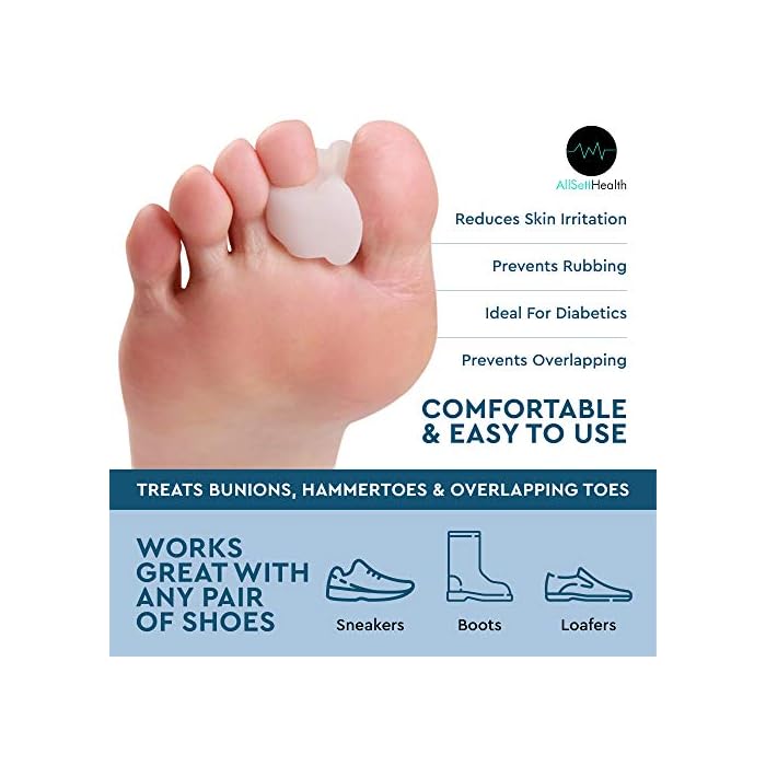AllSett Health 8 Pack Toe Separators for Bunions Toe Spacers, Hammer